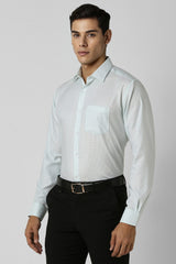 Men's Green Work Regular Fit Solid Full Sleeves Shirt