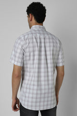 Men's Purple Casual Slim Fit Checked Half Sleeves Shirt