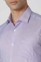 Men's Purple Work Regular Fit Solid Full Sleeves Shirt