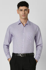 Men's Purple Work Regular Fit Solid Full Sleeves Shirt