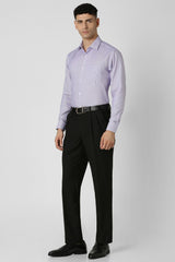 Men's Purple Work Regular Fit Solid Full Sleeves Shirt