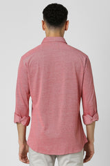 Men's Red Casual Slim Fit Solid Full Sleeves Shirt