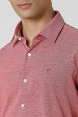 Men's Red Casual Slim Fit Solid Full Sleeves Shirt