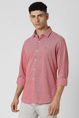 Men's Red Casual Slim Fit Solid Full Sleeves Shirt