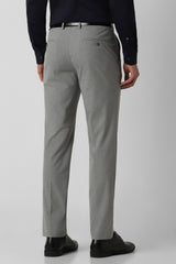 Men's Grey Formal Solid Slim Fit Trouser