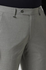Men's Grey Formal Solid Slim Fit Trouser