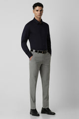 Men's Grey Formal Solid Slim Fit Trouser