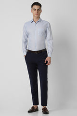 Men's Blue Work Regular Fit Solid Full Sleeves Shirt