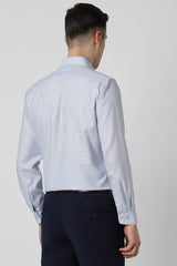 Men's Blue Work Regular Fit Solid Full Sleeves Shirt