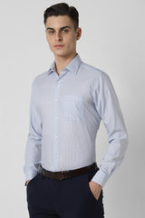 Men's Blue Work Regular Fit Solid Full Sleeves Shirt