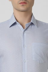 Men's Blue Work Regular Fit Solid Full Sleeves Shirt