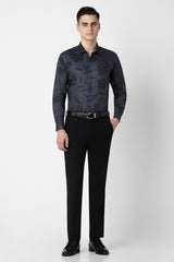 Men's Grey Party Slim Fit Printed Full Sleeves Shirt