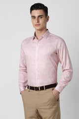 Men's Pink Party Slim Fit Printed Full Sleeves Shirt