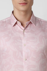 Men's Pink Party Slim Fit Printed Full Sleeves Shirt