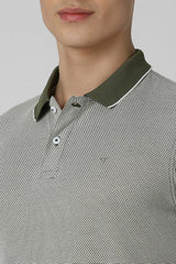 Men's Green Casual Regular Fit Solid Half Sleeves Polo Tshirt