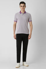 Men's Purple Casual Regular Fit Solid Half Sleeves Polo Tshirt