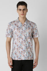 Men's Multicolor Party Regular Fit Printed Half Sleeves Shirt