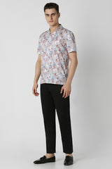 Men's Multicolor Party Regular Fit Printed Half Sleeves Shirt