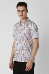 Men's Multicolor Party Regular Fit Printed Half Sleeves Shirt