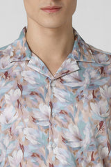 Men's Multicolor Party Regular Fit Printed Half Sleeves Shirt