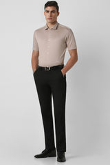 Men's Beige Work Regular Fit Solid Half Sleeves Shirt