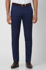 Men's Navy Formal Solid Regular Fit Trouser