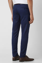 Men's Navy Formal Solid Regular Fit Trouser