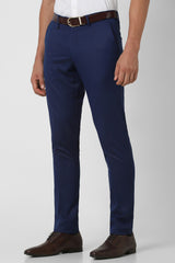 Men's Navy Formal Solid Regular Fit Trouser