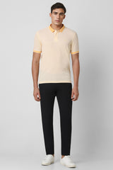 Men's Orange Casual Regular Fit Solid Half Sleeves Polo Tshirt