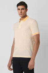 Men's Orange Casual Regular Fit Solid Half Sleeves Polo Tshirt