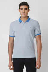 Men's Blue Casual Regular Fit Solid Half Sleeves Polo Tshirt