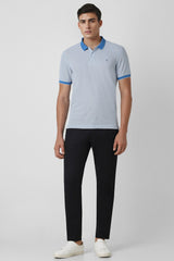 Men's Blue Casual Regular Fit Solid Half Sleeves Polo Tshirt