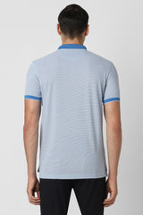 Men's Blue Casual Regular Fit Solid Half Sleeves Polo Tshirt