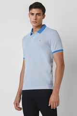 Men's Blue Casual Regular Fit Solid Half Sleeves Polo Tshirt