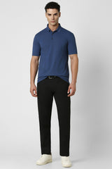 Men's Blue Casual Regular Fit Solid Half Sleeves Polo Tshirt