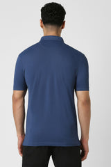 Men's Blue Casual Regular Fit Solid Half Sleeves Polo Tshirt