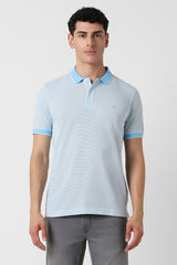 Men's Blue Casual Regular Fit Solid Half Sleeves Polo Tshirt