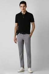 Men's Grey Casual Solid Slim Fit Trouser