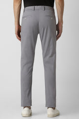 Men's Grey Casual Solid Slim Fit Trouser