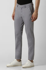 Men's Grey Casual Solid Slim Fit Trouser