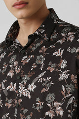 Men's Black Party Slim Fit Printed Full Sleeves Shirt