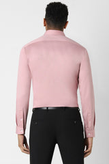 Men's Pink Work Slim Fit Solid Full Sleeves Shirt