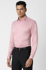 Men's Pink Work Slim Fit Solid Full Sleeves Shirt