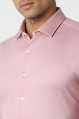 Men's Pink Work Slim Fit Solid Full Sleeves Shirt