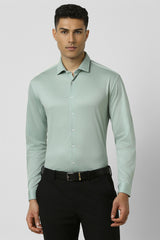 Men's Green Work Slim Fit Solid Full Sleeves Shirt
