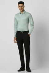 Men's Green Work Slim Fit Solid Full Sleeves Shirt