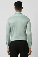 Men's Green Work Slim Fit Solid Full Sleeves Shirt