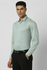 Men's Green Work Slim Fit Solid Full Sleeves Shirt