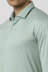 Men's Green Work Slim Fit Solid Full Sleeves Shirt