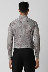 Men's Grey Party Slim Fit Printed Full Sleeves Shirt